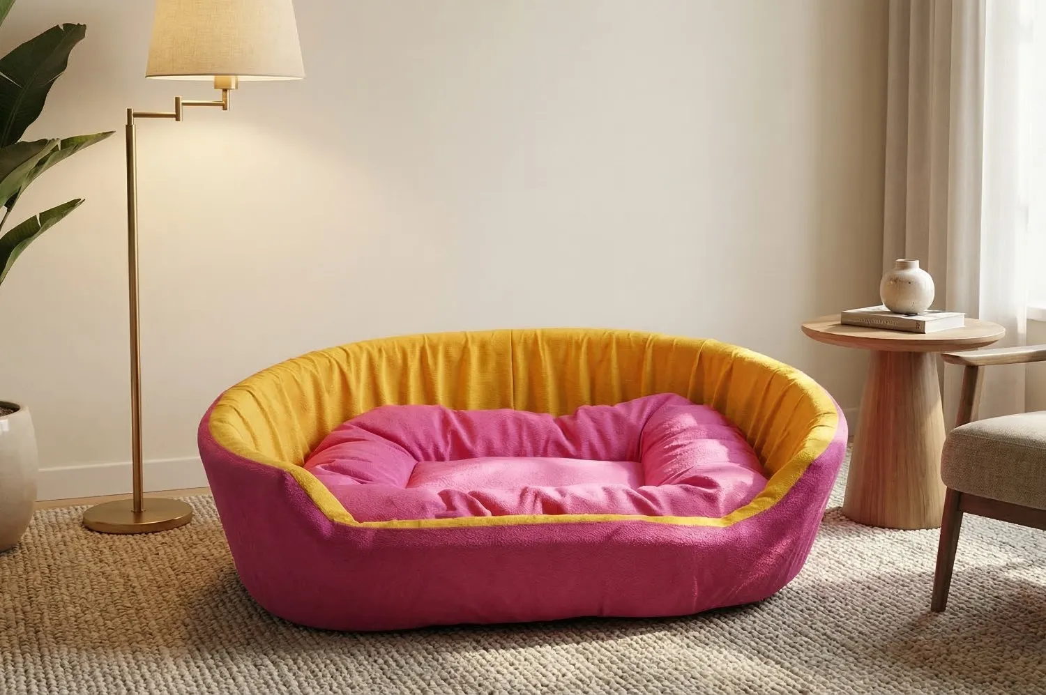 Simple Pink Yellow Dog Bed dog bed, premium dog bed, orthopedic dog bed, soft dog bed, pet bed for dogs, comfortable dog bed, washable dog bed, dog bed with cushion, premium orthopedic dog bed for large dogs, soft and comfortable dog bed with cushion, durable dog bed with PU foam support, luxury pet bed for small and medium dogs, breathable dog bed for summer and winter, stylish modern dog bed for home, lightweight dog bed easy to carry, dog bed with bone shape pillow, buy dog bed online India, best dog bed for home use, affordable premium dog bed, high quality pet bed India, dog bed under budget, cozy dog bed, luxury pet comfort bed, soft plush dog bed, designer dog bed, pet sleeping bed, dog sofa bed, dog lounger bed, pet sofa bed, round dog bed, donut dog bed, calming dog bed, anti anxiety dog bed, raised edge dog bed, bolster dog bed, dog bed with side support, dog bed with high walls, puppy bed, small dog bed, medium dog bed, large dog bed, extra large dog bed, indoor dog bed, home pet bed, dog sleeping cushion, thick padded dog bed, fluffy dog bed, soft foam dog bed, PU foam dog bed, fiber filled dog bed, eco friendly dog bed, skin friendly dog bed, hypoallergenic dog bed, non toxic pet bed, durable pet bedding, long lasting dog bed, tear resistant dog bed, chew resistant dog bed, easy to clean dog bed, machine washable pet bed, removable cover dog bed, portable dog bed, travel dog bed, foldable dog bed, lightweight pet bed, luxury dog sofa, premium pet mattress, designer pet furniture, modern pet bed, aesthetic dog bed, comfortable pet mattress, pet relaxation bed, cozy pet nest, warm dog bed for winter, cool breathable dog bed for summer, all season dog bed, anti slip base dog bed, waterproof dog bed, indoor luxury pet bed, dog bed for crate, dog bed for living room, pet accessories dog bed, best selling dog bed, trending pet products, affordable pet bedding India, online pet supplies India