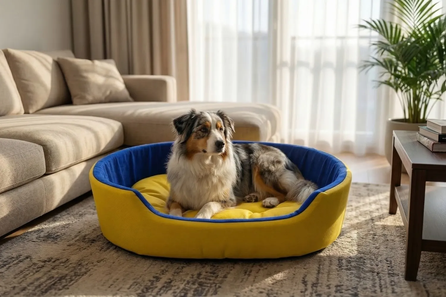 Simple Yellow & Blue Dog Bed dog bed, premium dog bed, orthopedic dog bed, soft dog bed, pet bed for dogs, comfortable dog bed, washable dog bed, dog bed with cushion, premium orthopedic dog bed for large dogs, soft and comfortable dog bed with cushion, durable dog bed with PU foam support, luxury pet bed for small and medium dogs, breathable dog bed for summer and winter, stylish modern dog bed for home, lightweight dog bed easy to carry, dog bed with bone shape pillow, buy dog bed online India, best dog bed for home use, affordable premium dog bed, high quality pet bed India, dog bed under budget, cozy dog bed, luxury pet comfort bed, soft plush dog bed, designer dog bed, pet sleeping bed, dog sofa bed, dog lounger bed, pet sofa bed, round dog bed, donut dog bed, calming dog bed, anti anxiety dog bed, raised edge dog bed, bolster dog bed, dog bed with side support, dog bed with high walls, puppy bed, small dog bed, medium dog bed, large dog bed, extra large dog bed, indoor dog bed, home pet bed, dog sleeping cushion, thick padded dog bed, fluffy dog bed, soft foam dog bed, PU foam dog bed, fiber filled dog bed, eco friendly dog bed, skin friendly dog bed, hypoallergenic dog bed, non toxic pet bed, durable pet bedding, long lasting dog bed, tear resistant dog bed, chew resistant dog bed, easy to clean dog bed, machine washable pet bed, removable cover dog bed, portable dog bed, travel dog bed, foldable dog bed, lightweight pet bed, luxury dog sofa, premium pet mattress, designer pet furniture, modern pet bed, aesthetic dog bed, comfortable pet mattress, pet relaxation bed, cozy pet nest, warm dog bed for winter, cool breathable dog bed for summer, all season dog bed, anti slip base dog bed, waterproof dog bed, indoor luxury pet bed, dog bed for crate, dog bed for living room, pet accessories dog bed, best selling dog bed, trending pet products, affordable pet bedding India, online pet supplies India