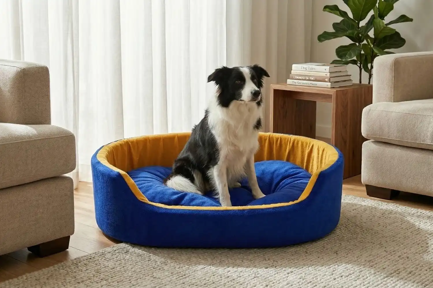 Simple Blue & Yellow Dog Bed