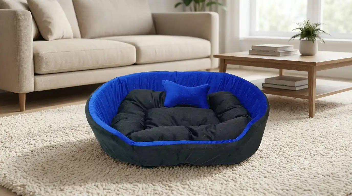 Black Blue Dog Bed With Pillow dog bed, premium dog bed, orthopedic dog bed, soft dog bed, pet bed for dogs, comfortable dog bed, washable dog bed, dog bed with cushion, premium orthopedic dog bed for large dogs, soft and comfortable dog bed with cushion, durable dog bed with PU foam support, luxury pet bed for small and medium dogs, breathable dog bed for summer and winter, stylish modern dog bed for home, lightweight dog bed easy to carry, dog bed with bone shape pillow, buy dog bed online India, best dog bed for home use, affordable premium dog bed, high quality pet bed India, dog bed under budget, cozy dog bed, luxury pet comfort bed, soft plush dog bed, designer dog bed, pet sleeping bed, dog sofa bed, dog lounger bed, pet sofa bed, round dog bed, donut dog bed, calming dog bed, anti anxiety dog bed, raised edge dog bed, bolster dog bed, dog bed with side support, dog bed with high walls, puppy bed, small dog bed, medium dog bed, large dog bed, extra large dog bed, indoor dog bed, home pet bed, dog sleeping cushion, thick padded dog bed, fluffy dog bed, soft foam dog bed, PU foam dog bed, fiber filled dog bed, eco friendly dog bed, skin friendly dog bed, hypoallergenic dog bed, non toxic pet bed, durable pet bedding, long lasting dog bed, tear resistant dog bed, chew resistant dog bed, easy to clean dog bed, machine washable pet bed, removable cover dog bed, portable dog bed, travel dog bed, foldable dog bed, lightweight pet bed, luxury dog sofa, premium pet mattress, designer pet furniture, modern pet bed, aesthetic dog bed, comfortable pet mattress, pet relaxation bed, cozy pet nest, warm dog bed for winter, cool breathable dog bed for summer, all season dog bed, anti slip base dog bed, waterproof dog bed, indoor luxury pet bed, dog bed for crate, dog bed for living room, pet accessories dog bed, best selling dog bed, trending pet products, affordable pet bedding India, online pet supplies India