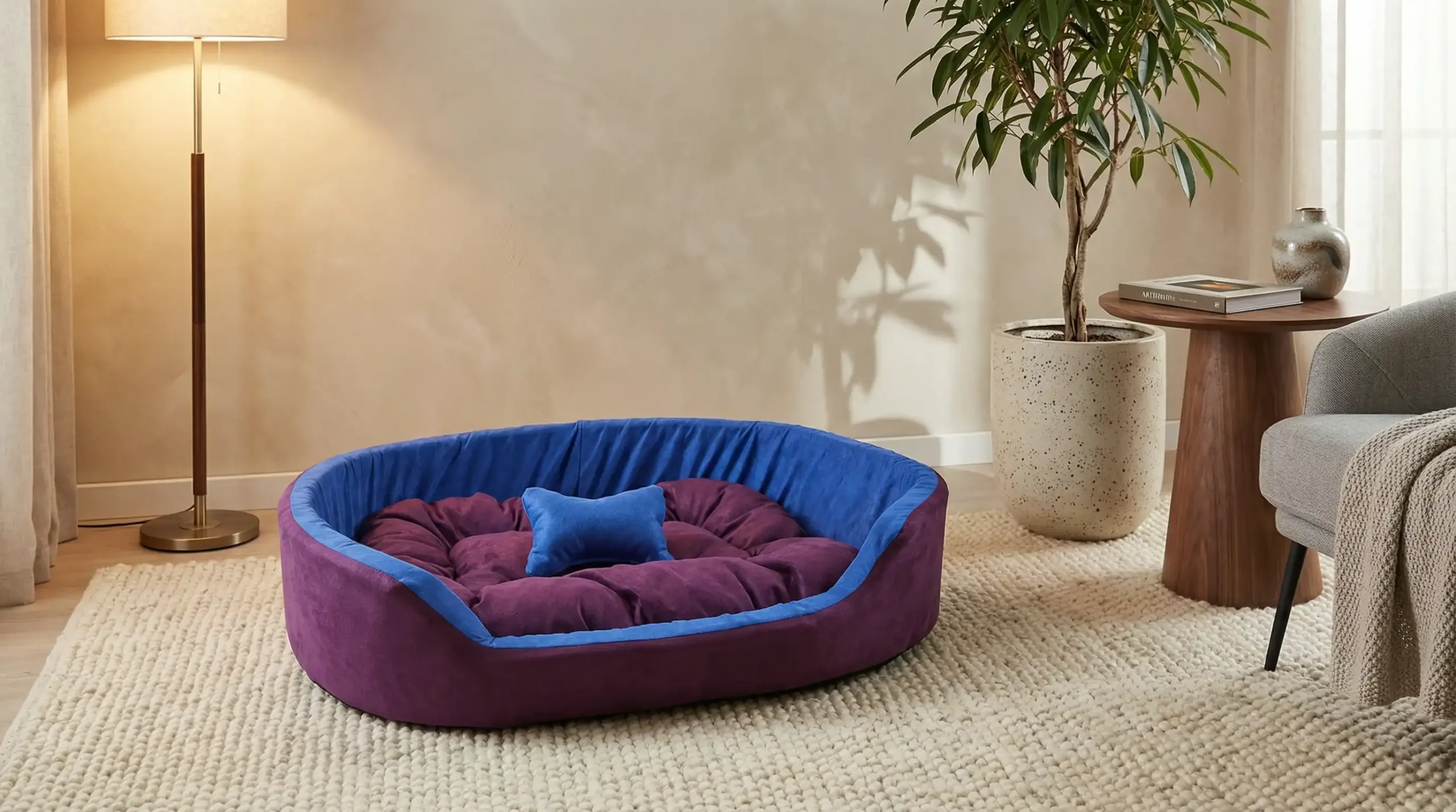 Purple Blue Dog Bed With Pillow dog bed, premium dog bed, orthopedic dog bed, soft dog bed, pet bed for dogs, comfortable dog bed, washable dog bed, dog bed with cushion, premium orthopedic dog bed for large dogs, soft and comfortable dog bed with cushion, durable dog bed with PU foam support, luxury pet bed for small and medium dogs, breathable dog bed for summer and winter, stylish modern dog bed for home, lightweight dog bed easy to carry, dog bed with bone shape pillow, buy dog bed online India, best dog bed for home use, affordable premium dog bed, high quality pet bed India, dog bed under budget, cozy dog bed, luxury pet comfort bed, soft plush dog bed, designer dog bed, pet sleeping bed, dog sofa bed, dog lounger bed, pet sofa bed, round dog bed, donut dog bed, calming dog bed, anti anxiety dog bed, raised edge dog bed, bolster dog bed, dog bed with side support, dog bed with high walls, puppy bed, small dog bed, medium dog bed, large dog bed, extra large dog bed, indoor dog bed, home pet bed, dog sleeping cushion, thick padded dog bed, fluffy dog bed, soft foam dog bed, PU foam dog bed, fiber filled dog bed, eco friendly dog bed, skin friendly dog bed, hypoallergenic dog bed, non toxic pet bed, durable pet bedding, long lasting dog bed, tear resistant dog bed, chew resistant dog bed, easy to clean dog bed, machine washable pet bed, removable cover dog bed, portable dog bed, travel dog bed, foldable dog bed, lightweight pet bed, luxury dog sofa, premium pet mattress, designer pet furniture, modern pet bed, aesthetic dog bed, comfortable pet mattress, pet relaxation bed, cozy pet nest, warm dog bed for winter, cool breathable dog bed for summer, all season dog bed, anti slip base dog bed, waterproof dog bed, indoor luxury pet bed, dog bed for crate, dog bed for living room, pet accessories dog bed, best selling dog bed, trending pet products, affordable pet bedding India, online pet supplies India