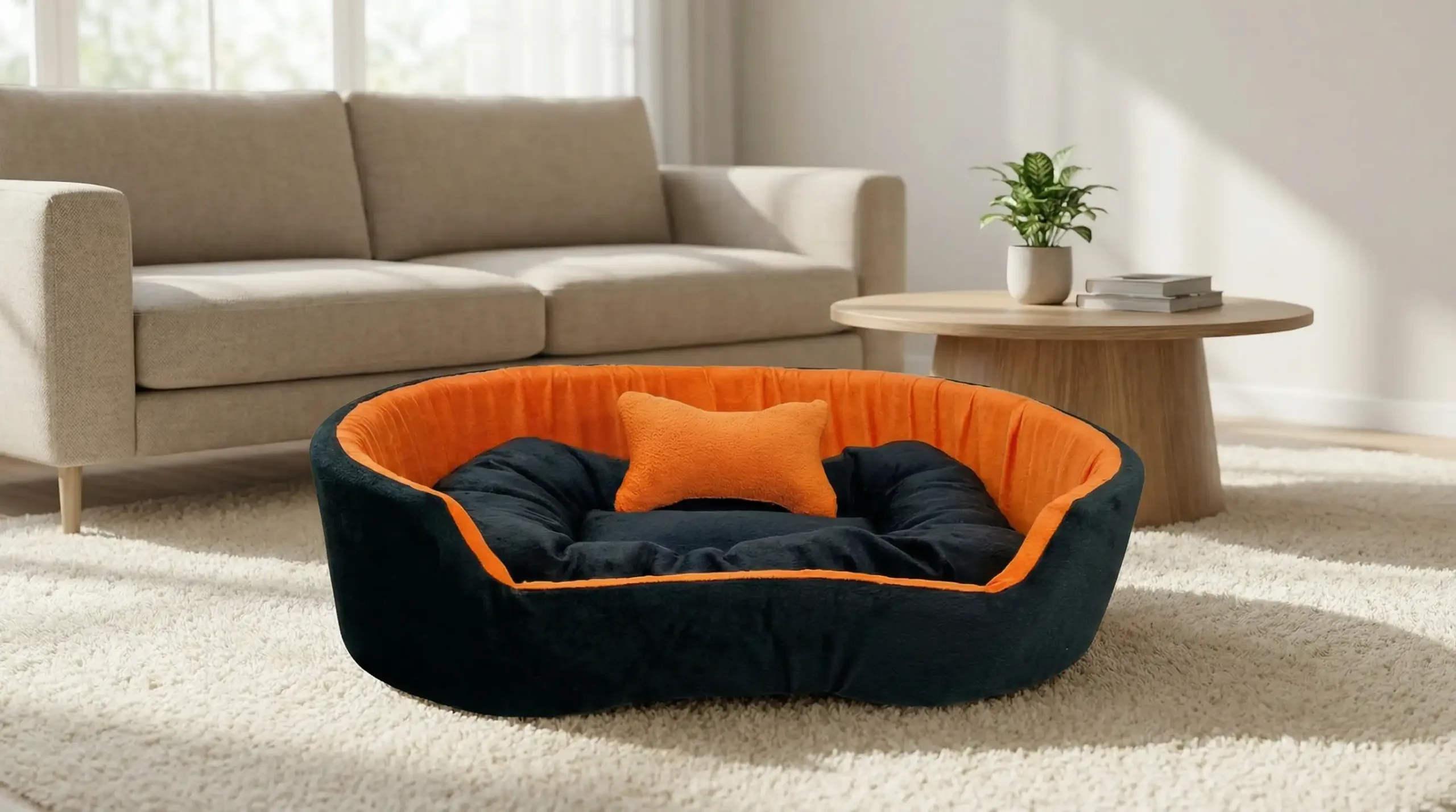 Black Orange Dog Bed With Pillow & Collar dog bed, premium dog bed, orthopedic dog bed, soft dog bed, pet bed for dogs, comfortable dog bed, washable dog bed, dog bed with cushion, premium orthopedic dog bed for large dogs, soft and comfortable dog bed with cushion, durable dog bed with PU foam support, luxury pet bed for small and medium dogs, breathable dog bed for summer and winter, stylish modern dog bed for home, lightweight dog bed easy to carry, dog bed with bone shape pillow, buy dog bed online India, best dog bed for home use, affordable premium dog bed, high quality pet bed India, dog bed under budget, cozy dog bed, luxury pet comfort bed, soft plush dog bed, designer dog bed, pet sleeping bed, dog sofa bed, dog lounger bed, pet sofa bed, round dog bed, donut dog bed, calming dog bed, anti anxiety dog bed, raised edge dog bed, bolster dog bed, dog bed with side support, dog bed with high walls, puppy bed, small dog bed, medium dog bed, large dog bed, extra large dog bed, indoor dog bed, home pet bed, dog sleeping cushion, thick padded dog bed, fluffy dog bed, soft foam dog bed, PU foam dog bed, fiber filled dog bed, eco friendly dog bed, skin friendly dog bed, hypoallergenic dog bed, non toxic pet bed, durable pet bedding, long lasting dog bed, tear resistant dog bed, chew resistant dog bed, easy to clean dog bed, machine washable pet bed, removable cover dog bed, portable dog bed, travel dog bed, foldable dog bed, lightweight pet bed, luxury dog sofa, premium pet mattress, designer pet furniture, modern pet bed, aesthetic dog bed, comfortable pet mattress, pet relaxation bed, cozy pet nest, warm dog bed for winter, cool breathable dog bed for summer, all season dog bed, anti slip base dog bed, waterproof dog bed, indoor luxury pet bed, dog bed for crate, dog bed for living room, pet accessories dog bed, best selling dog bed, trending pet products, affordable pet bedding India, online pet supplies India