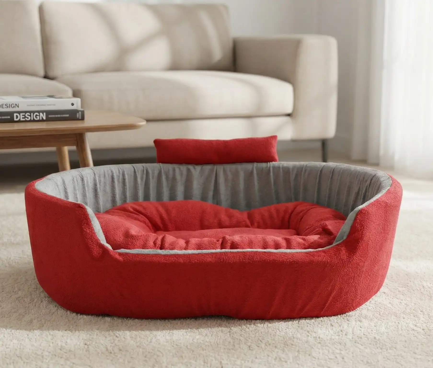 Red Gray Dog Bed With Collar Bolster Orthopedic Dog Bed, dog bed, premium dog bed, orthopedic dog bed, soft dog bed, pet bed for dogs, comfortable dog bed, washable dog bed, dog bed with cushion, premium orthopedic dog bed for large dogs, soft and comfortable dog bed with cushion, durable dog bed with PU foam support, luxury pet bed for small and medium dogs, breathable dog bed for summer and winter, stylish modern dog bed for home, lightweight dog bed easy to carry, dog bed with bone shape pillow, buy dog bed online India, best dog bed for home use, affordable premium dog bed, high quality pet bed India, dog bed under budget, cozy dog bed, luxury pet comfort bed, soft plush dog bed, designer dog bed, pet sleeping bed, dog sofa bed, dog lounger bed, pet sofa bed, round dog bed, donut dog bed, calming dog bed, anti anxiety dog bed, raised edge dog bed, bolster dog bed, dog bed with side support, dog bed with high walls, puppy bed, small dog bed, medium dog bed, large dog bed, extra large dog bed, indoor dog bed, home pet bed, dog sleeping cushion, thick padded dog bed, fluffy dog bed, soft foam dog bed, PU foam dog bed, fiber filled dog bed, eco friendly dog bed, skin friendly dog bed, hypoallergenic dog bed, non toxic pet bed, durable pet bedding, long lasting dog bed, tear resistant dog bed, chew resistant dog bed, easy to clean dog bed, machine washable pet bed, removable cover dog bed, portable dog bed, travel dog bed, foldable dog bed, lightweight pet bed, luxury dog sofa, premium pet mattress, designer pet furniture, modern pet bed, aesthetic dog bed, comfortable pet mattress, pet relaxation bed, cozy pet nest, warm dog bed for winter, cool breathable dog bed for summer, all season dog bed, anti slip base dog bed, waterproof dog bed, indoor luxury pet bed, dog bed for crate, dog bed for living room, pet accessories dog bed, best selling dog bed, trending pet products, affordable pet bedding India, online pet supplies India