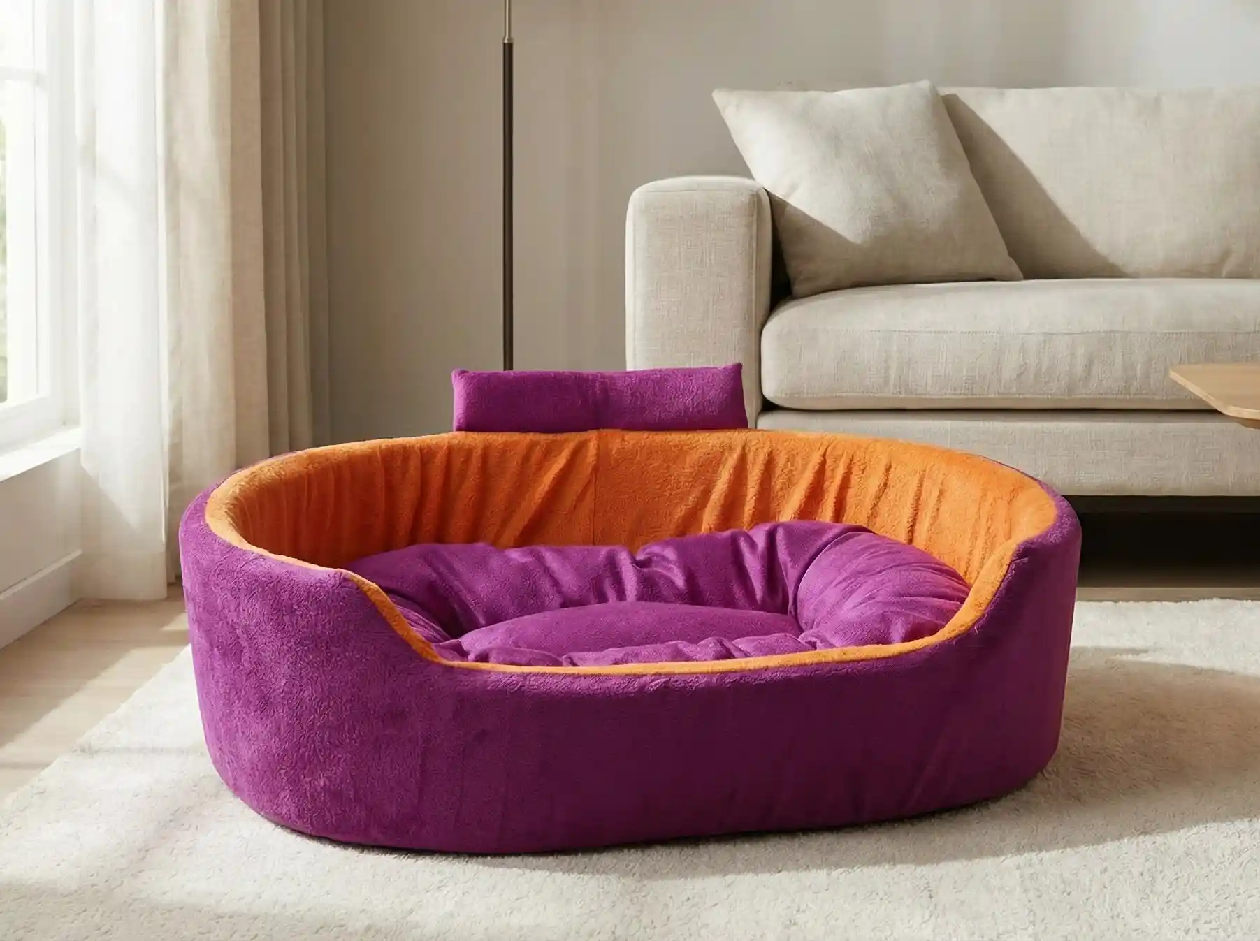 Purple Orange Dog Bed With Collar Bolster Orthopedic Dog Bed, dog bed, premium dog bed, orthopedic dog bed, soft dog bed, pet bed for dogs, comfortable dog bed, washable dog bed, dog bed with cushion, premium orthopedic dog bed for large dogs, soft and comfortable dog bed with cushion, durable dog bed with PU foam support, luxury pet bed for small and medium dogs, breathable dog bed for summer and winter, stylish modern dog bed for home, lightweight dog bed easy to carry, dog bed with bone shape pillow, buy dog bed online India, best dog bed for home use, affordable premium dog bed, high quality pet bed India, dog bed under budget, cozy dog bed, luxury pet comfort bed, soft plush dog bed, designer dog bed, pet sleeping bed, dog sofa bed, dog lounger bed, pet sofa bed, round dog bed, donut dog bed, calming dog bed, anti anxiety dog bed, raised edge dog bed, bolster dog bed, dog bed with side support, dog bed with high walls, puppy bed, small dog bed, medium dog bed, large dog bed, extra large dog bed, indoor dog bed, home pet bed, dog sleeping cushion, thick padded dog bed, fluffy dog bed, soft foam dog bed, PU foam dog bed, fiber filled dog bed, eco friendly dog bed, skin friendly dog bed, hypoallergenic dog bed, non toxic pet bed, durable pet bedding, long lasting dog bed, tear resistant dog bed, chew resistant dog bed, easy to clean dog bed, machine washable pet bed, removable cover dog bed, portable dog bed, travel dog bed, foldable dog bed, lightweight pet bed, luxury dog sofa, premium pet mattress, designer pet furniture, modern pet bed, aesthetic dog bed, comfortable pet mattress, pet relaxation bed, cozy pet nest, warm dog bed for winter, cool breathable dog bed for summer, all season dog bed, anti slip base dog bed, waterproof dog bed, indoor luxury pet bed, dog bed for crate, dog bed for living room, pet accessories dog bed, best selling dog bed, trending pet products, affordable pet bedding India, online pet supplies India