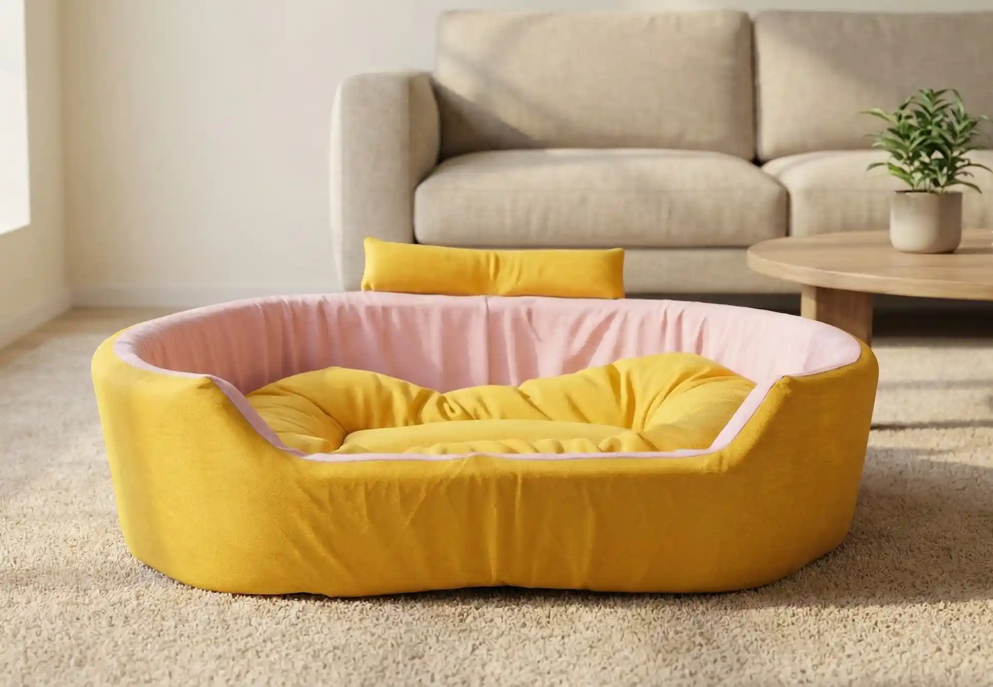Yellow Baby Pink Dog Bed With Collar Bolster Orthopedic Dog Bed, dog bed, premium dog bed, orthopedic dog bed, soft dog bed, pet bed for dogs, comfortable dog bed, washable dog bed, dog bed with cushion, premium orthopedic dog bed for large dogs, soft and comfortable dog bed with cushion, durable dog bed with PU foam support, luxury pet bed for small and medium dogs, breathable dog bed for summer and winter, stylish modern dog bed for home, lightweight dog bed easy to carry, dog bed with bone shape pillow, buy dog bed online India, best dog bed for home use, affordable premium dog bed, high quality pet bed India, dog bed under budget, cozy dog bed, luxury pet comfort bed, soft plush dog bed, designer dog bed, pet sleeping bed, dog sofa bed, dog lounger bed, pet sofa bed, round dog bed, donut dog bed, calming dog bed, anti anxiety dog bed, raised edge dog bed, bolster dog bed, dog bed with side support, dog bed with high walls, puppy bed, small dog bed, medium dog bed, large dog bed, extra large dog bed, indoor dog bed, home pet bed, dog sleeping cushion, thick padded dog bed, fluffy dog bed, soft foam dog bed, PU foam dog bed, fiber filled dog bed, eco friendly dog bed, skin friendly dog bed, hypoallergenic dog bed, non toxic pet bed, durable pet bedding, long lasting dog bed, tear resistant dog bed, chew resistant dog bed, easy to clean dog bed, machine washable pet bed, removable cover dog bed, portable dog bed, travel dog bed, foldable dog bed, lightweight pet bed, luxury dog sofa, premium pet mattress, designer pet furniture, modern pet bed, aesthetic dog bed, comfortable pet mattress, pet relaxation bed, cozy pet nest, warm dog bed for winter, cool breathable dog bed for summer, all season dog bed, anti slip base dog bed, waterproof dog bed, indoor luxury pet bed, dog bed for crate, dog bed for living room, pet accessories dog bed, best selling dog bed, trending pet products, affordable pet bedding India, online pet supplies India