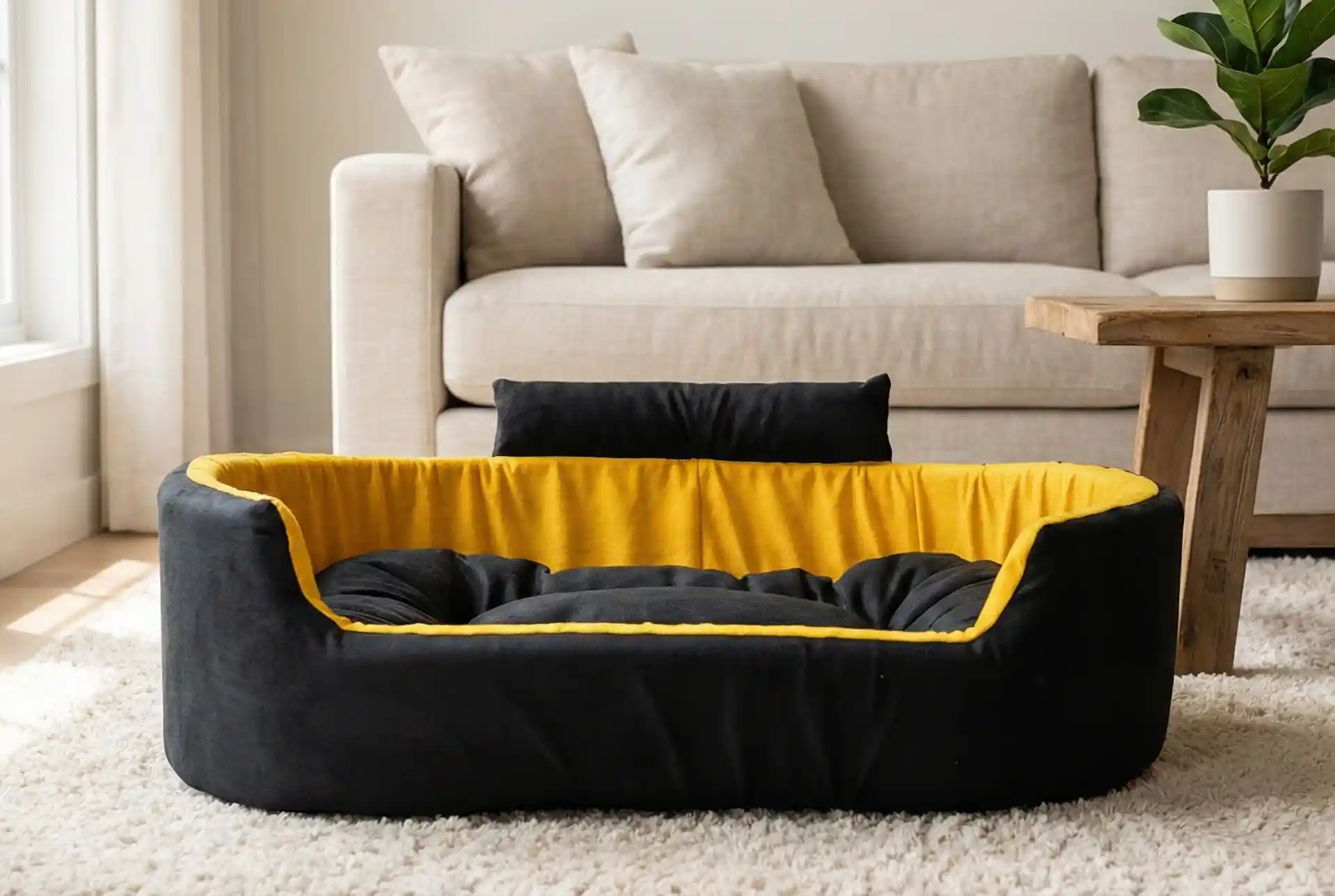 Black Yellow Dog Bed With Collar Bolster Orthopedic Dog Bed, dog bed, premium dog bed, orthopedic dog bed, soft dog bed, pet bed for dogs, comfortable dog bed, washable dog bed, dog bed with cushion, premium orthopedic dog bed for large dogs, soft and comfortable dog bed with cushion, durable dog bed with PU foam support, luxury pet bed for small and medium dogs, breathable dog bed for summer and winter, stylish modern dog bed for home, lightweight dog bed easy to carry, dog bed with bone shape pillow, buy dog bed online India, best dog bed for home use, affordable premium dog bed, high quality pet bed India, dog bed under budget, cozy dog bed, luxury pet comfort bed, soft plush dog bed, designer dog bed, pet sleeping bed, dog sofa bed, dog lounger bed, pet sofa bed, round dog bed, donut dog bed, calming dog bed, anti anxiety dog bed, raised edge dog bed, bolster dog bed, dog bed with side support, dog bed with high walls, puppy bed, small dog bed, medium dog bed, large dog bed, extra large dog bed, indoor dog bed, home pet bed, dog sleeping cushion, thick padded dog bed, fluffy dog bed, soft foam dog bed, PU foam dog bed, fiber filled dog bed, eco friendly dog bed, skin friendly dog bed, hypoallergenic dog bed, non toxic pet bed, durable pet bedding, long lasting dog bed, tear resistant dog bed, chew resistant dog bed, easy to clean dog bed, machine washable pet bed, removable cover dog bed, portable dog bed, travel dog bed, foldable dog bed, lightweight pet bed, luxury dog sofa, premium pet mattress, designer pet furniture, modern pet bed, aesthetic dog bed, comfortable pet mattress, pet relaxation bed, cozy pet nest, warm dog bed for winter, cool breathable dog bed for summer, all season dog bed, anti slip base dog bed, waterproof dog bed, indoor luxury pet bed, dog bed for crate, dog bed for living room, pet accessories dog bed, best selling dog bed, trending pet products, affordable pet bedding India, online pet supplies India