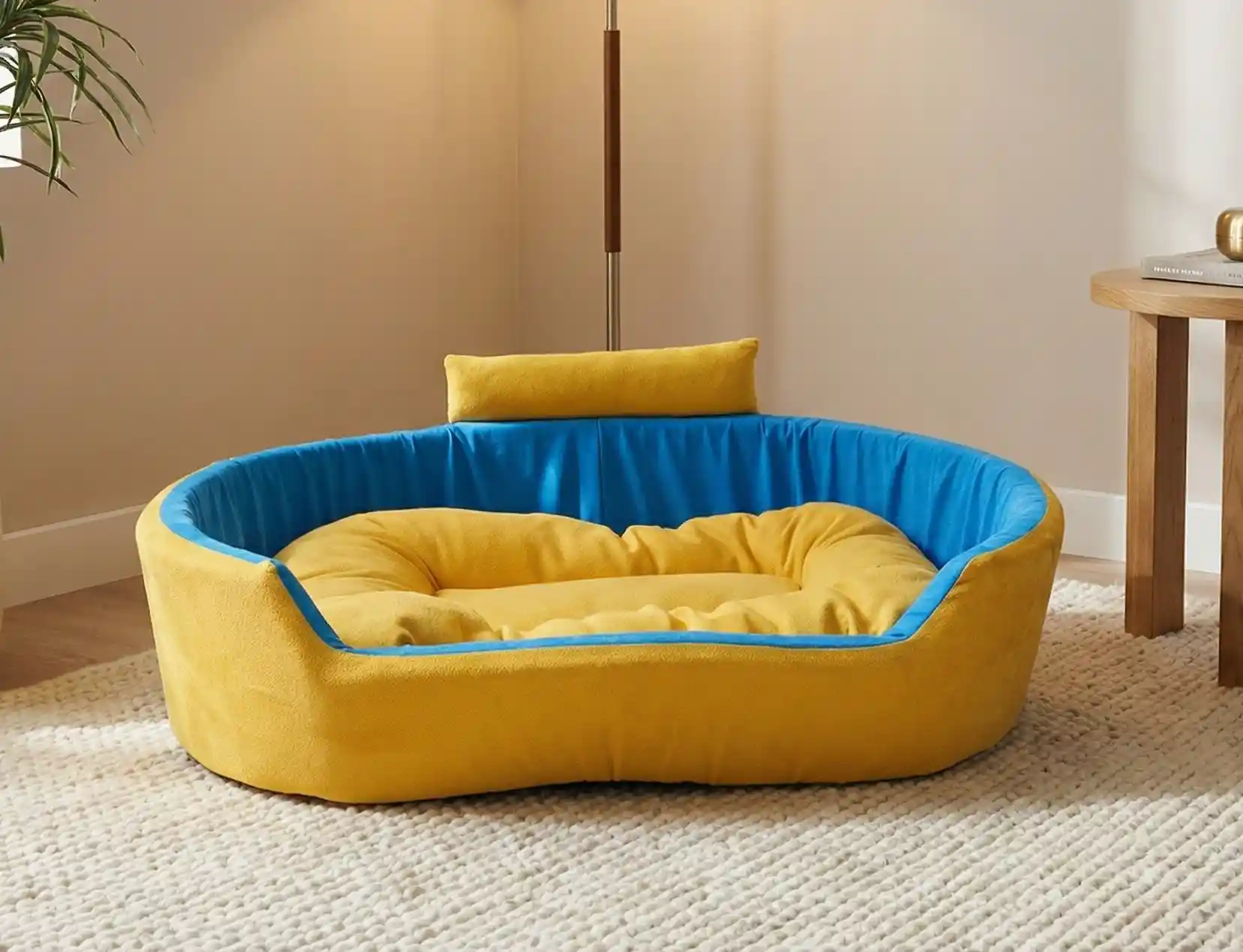 Yellow Sky Blue Dog Bed With Collar Bolster Orthopedic Dog Bed, dog bed, premium dog bed, orthopedic dog bed, soft dog bed, pet bed for dogs, comfortable dog bed, washable dog bed, dog bed with cushion, premium orthopedic dog bed for large dogs, soft and comfortable dog bed with cushion, durable dog bed with PU foam support, luxury pet bed for small and medium dogs, breathable dog bed for summer and winter, stylish modern dog bed for home, lightweight dog bed easy to carry, dog bed with bone shape pillow, buy dog bed online India, best dog bed for home use, affordable premium dog bed, high quality pet bed India, dog bed under budget, cozy dog bed, luxury pet comfort bed, soft plush dog bed, designer dog bed, pet sleeping bed, dog sofa bed, dog lounger bed, pet sofa bed, round dog bed, donut dog bed, calming dog bed, anti anxiety dog bed, raised edge dog bed, bolster dog bed, dog bed with side support, dog bed with high walls, puppy bed, small dog bed, medium dog bed, large dog bed, extra large dog bed, indoor dog bed, home pet bed, dog sleeping cushion, thick padded dog bed, fluffy dog bed, soft foam dog bed, PU foam dog bed, fiber filled dog bed, eco friendly dog bed, skin friendly dog bed, hypoallergenic dog bed, non toxic pet bed, durable pet bedding, long lasting dog bed, tear resistant dog bed, chew resistant dog bed, easy to clean dog bed, machine washable pet bed, removable cover dog bed, portable dog bed, travel dog bed, foldable dog bed, lightweight pet bed, luxury dog sofa, premium pet mattress, designer pet furniture, modern pet bed, aesthetic dog bed, comfortable pet mattress, pet relaxation bed, cozy pet nest, warm dog bed for winter, cool breathable dog bed for summer, all season dog bed, anti slip base dog bed, waterproof dog bed, indoor luxury pet bed, dog bed for crate, dog bed for living room, pet accessories dog bed, best selling dog bed, trending pet products, affordable pet bedding India, online pet supplies India