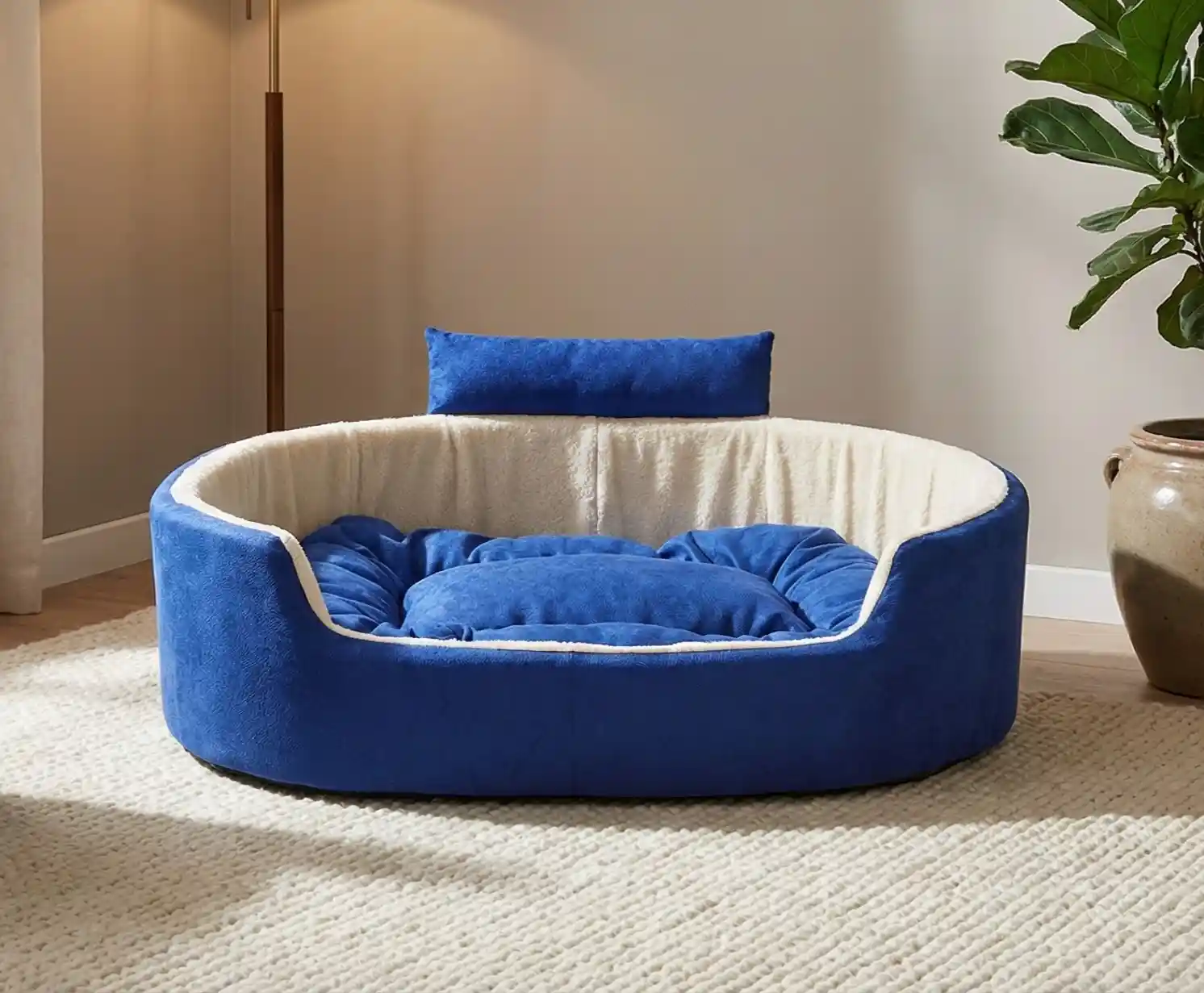 Blue White Dog Bed With Collar Bolster Orthopedic Dog Bed, dog bed, premium dog bed, orthopedic dog bed, soft dog bed, pet bed for dogs, comfortable dog bed, washable dog bed, dog bed with cushion, premium orthopedic dog bed for large dogs, soft and comfortable dog bed with cushion, durable dog bed with PU foam support, luxury pet bed for small and medium dogs, breathable dog bed for summer and winter, stylish modern dog bed for home, lightweight dog bed easy to carry, dog bed with bone shape pillow, buy dog bed online India, best dog bed for home use, affordable premium dog bed, high quality pet bed India, dog bed under budget, cozy dog bed, luxury pet comfort bed, soft plush dog bed, designer dog bed, pet sleeping bed, dog sofa bed, dog lounger bed, pet sofa bed, round dog bed, donut dog bed, calming dog bed, anti anxiety dog bed, raised edge dog bed, bolster dog bed, dog bed with side support, dog bed with high walls, puppy bed, small dog bed, medium dog bed, large dog bed, extra large dog bed, indoor dog bed, home pet bed, dog sleeping cushion, thick padded dog bed, fluffy dog bed, soft foam dog bed, PU foam dog bed, fiber filled dog bed, eco friendly dog bed, skin friendly dog bed, hypoallergenic dog bed, non toxic pet bed, durable pet bedding, long lasting dog bed, tear resistant dog bed, chew resistant dog bed, easy to clean dog bed, machine washable pet bed, removable cover dog bed, portable dog bed, travel dog bed, foldable dog bed, lightweight pet bed, luxury dog sofa, premium pet mattress, designer pet furniture, modern pet bed, aesthetic dog bed, comfortable pet mattress, pet relaxation bed, cozy pet nest, warm dog bed for winter, cool breathable dog bed for summer, all season dog bed, anti slip base dog bed, waterproof dog bed, indoor luxury pet bed, dog bed for crate, dog bed for living room, pet accessories dog bed, best selling dog bed, trending pet products, affordable pet bedding India, online pet supplies India