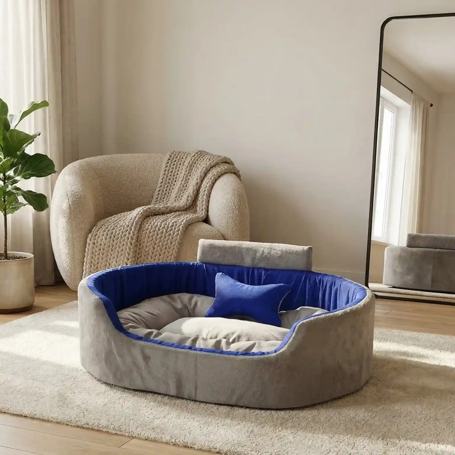Gray Blue Dog Bed With Collar & Pilloe Bolster Orthopedic Dog Bed, dog bed, premium dog bed, orthopedic dog bed, soft dog bed, pet bed for dogs, comfortable dog bed, washable dog bed, dog bed with cushion, premium orthopedic dog bed for large dogs, soft and comfortable dog bed with cushion, durable dog bed with PU foam support, luxury pet bed for small and medium dogs, breathable dog bed for summer and winter, stylish modern dog bed for home, lightweight dog bed easy to carry, dog bed with bone shape pillow, buy dog bed online India, best dog bed for home use, affordable premium dog bed, high quality pet bed India, dog bed under budget, cozy dog bed, luxury pet comfort bed, soft plush dog bed, designer dog bed, pet sleeping bed, dog sofa bed, dog lounger bed, pet sofa bed, round dog bed, donut dog bed, calming dog bed, anti anxiety dog bed, raised edge dog bed, bolster dog bed, dog bed with side support, dog bed with high walls, puppy bed, small dog bed, medium dog bed, large dog bed, extra large dog bed, indoor dog bed, home pet bed, dog sleeping cushion, thick padded dog bed, fluffy dog bed, soft foam dog bed, PU foam dog bed, fiber filled dog bed, eco friendly dog bed, skin friendly dog bed, hypoallergenic dog bed, non toxic pet bed, durable pet bedding, long lasting dog bed, tear resistant dog bed, chew resistant dog bed, easy to clean dog bed, machine washable pet bed, removable cover dog bed, portable dog bed, travel dog bed, foldable dog bed, lightweight pet bed, luxury dog sofa, premium pet mattress, designer pet furniture, modern pet bed, aesthetic dog bed, comfortable pet mattress, pet relaxation bed, cozy pet nest, warm dog bed for winter, cool breathable dog bed for summer, all season dog bed, anti slip base dog bed, waterproof dog bed, indoor luxury pet bed, dog bed for crate, dog bed for living room, pet accessories dog bed, best selling dog bed, trending pet products, affordable pet bedding India, online pet supplies India