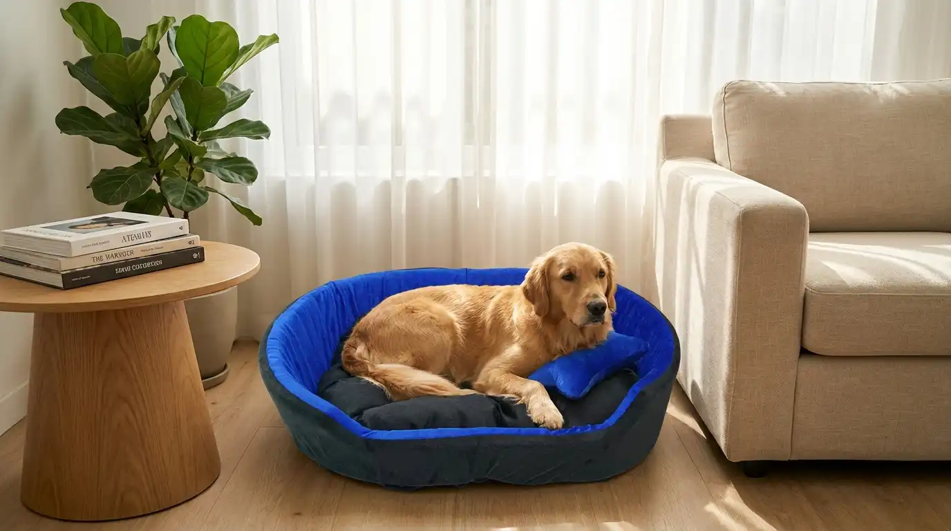 Black Blue Dog Bed With Pillow dog bed, premium dog bed, orthopedic dog bed, soft dog bed, pet bed for dogs, comfortable dog bed, washable dog bed, dog bed with cushion, premium orthopedic dog bed for large dogs, soft and comfortable dog bed with cushion, durable dog bed with PU foam support, luxury pet bed for small and medium dogs, breathable dog bed for summer and winter, stylish modern dog bed for home, lightweight dog bed easy to carry, dog bed with bone shape pillow, buy dog bed online India, best dog bed for home use, affordable premium dog bed, high quality pet bed India, dog bed under budget, cozy dog bed, luxury pet comfort bed, soft plush dog bed, designer dog bed, pet sleeping bed, dog sofa bed, dog lounger bed, pet sofa bed, round dog bed, donut dog bed, calming dog bed, anti anxiety dog bed, raised edge dog bed, bolster dog bed, dog bed with side support, dog bed with high walls, puppy bed, small dog bed, medium dog bed, large dog bed, extra large dog bed, indoor dog bed, home pet bed, dog sleeping cushion, thick padded dog bed, fluffy dog bed, soft foam dog bed, PU foam dog bed, fiber filled dog bed, eco friendly dog bed, skin friendly dog bed, hypoallergenic dog bed, non toxic pet bed, durable pet bedding, long lasting dog bed, tear resistant dog bed, chew resistant dog bed, easy to clean dog bed, machine washable pet bed, removable cover dog bed, portable dog bed, travel dog bed, foldable dog bed, lightweight pet bed, luxury dog sofa, premium pet mattress, designer pet furniture, modern pet bed, aesthetic dog bed, comfortable pet mattress, pet relaxation bed, cozy pet nest, warm dog bed for winter, cool breathable dog bed for summer, all season dog bed, anti slip base dog bed, waterproof dog bed, indoor luxury pet bed, dog bed for crate, dog bed for living room, pet accessories dog bed, best selling dog bed, trending pet products, affordable pet bedding India, online pet supplies India