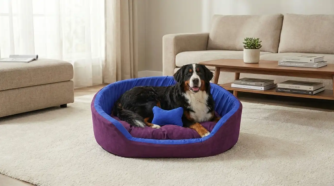 Purple Blue Dog Bed With Pillow dog bed, premium dog bed, orthopedic dog bed, soft dog bed, pet bed for dogs, comfortable dog bed, washable dog bed, dog bed with cushion, premium orthopedic dog bed for large dogs, soft and comfortable dog bed with cushion, durable dog bed with PU foam support, luxury pet bed for small and medium dogs, breathable dog bed for summer and winter, stylish modern dog bed for home, lightweight dog bed easy to carry, dog bed with bone shape pillow, buy dog bed online India, best dog bed for home use, affordable premium dog bed, high quality pet bed India, dog bed under budget, cozy dog bed, luxury pet comfort bed, soft plush dog bed, designer dog bed, pet sleeping bed, dog sofa bed, dog lounger bed, pet sofa bed, round dog bed, donut dog bed, calming dog bed, anti anxiety dog bed, raised edge dog bed, bolster dog bed, dog bed with side support, dog bed with high walls, puppy bed, small dog bed, medium dog bed, large dog bed, extra large dog bed, indoor dog bed, home pet bed, dog sleeping cushion, thick padded dog bed, fluffy dog bed, soft foam dog bed, PU foam dog bed, fiber filled dog bed, eco friendly dog bed, skin friendly dog bed, hypoallergenic dog bed, non toxic pet bed, durable pet bedding, long lasting dog bed, tear resistant dog bed, chew resistant dog bed, easy to clean dog bed, machine washable pet bed, removable cover dog bed, portable dog bed, travel dog bed, foldable dog bed, lightweight pet bed, luxury dog sofa, premium pet mattress, designer pet furniture, modern pet bed, aesthetic dog bed, comfortable pet mattress, pet relaxation bed, cozy pet nest, warm dog bed for winter, cool breathable dog bed for summer, all season dog bed, anti slip base dog bed, waterproof dog bed, indoor luxury pet bed, dog bed for crate, dog bed for living room, pet accessories dog bed, best selling dog bed, trending pet products, affordable pet bedding India, online pet supplies India