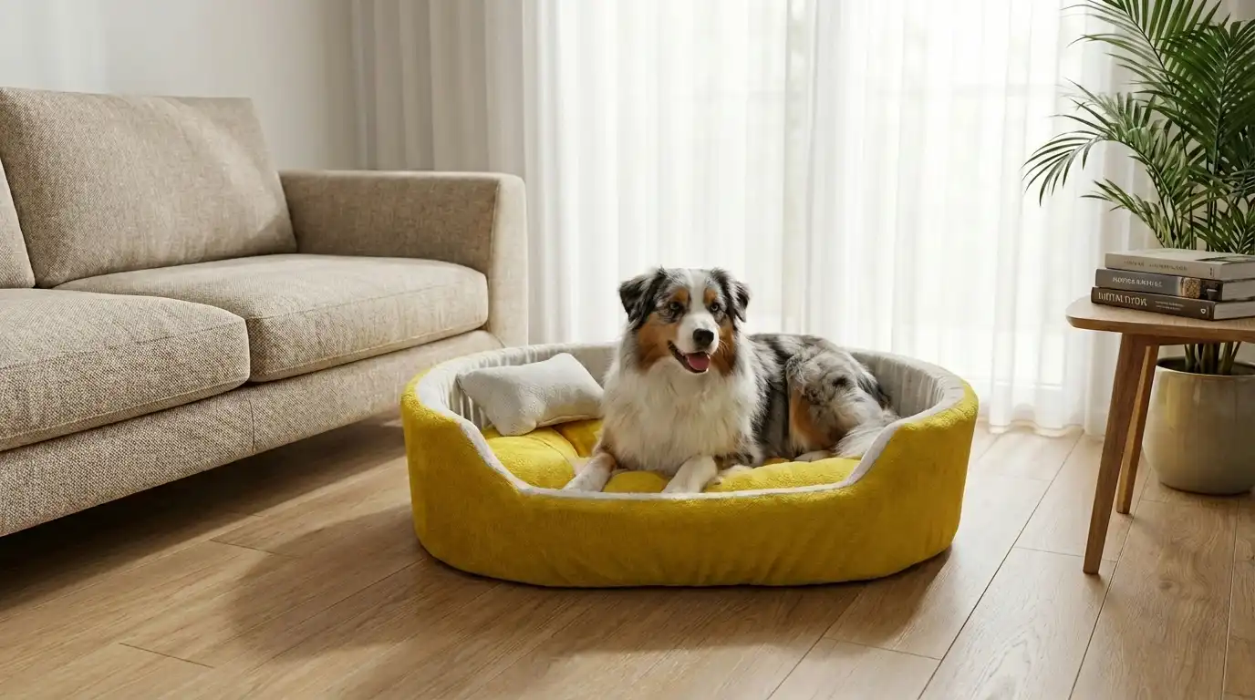 Yellow White Dog Bed With Pillow dog bed, premium dog bed, orthopedic dog bed, soft dog bed, pet bed for dogs, comfortable dog bed, washable dog bed, dog bed with cushion, premium orthopedic dog bed for large dogs, soft and comfortable dog bed with cushion, durable dog bed with PU foam support, luxury pet bed for small and medium dogs, breathable dog bed for summer and winter, stylish modern dog bed for home, lightweight dog bed easy to carry, dog bed with bone shape pillow, buy dog bed online India, best dog bed for home use, affordable premium dog bed, high quality pet bed India, dog bed under budget, cozy dog bed, luxury pet comfort bed, soft plush dog bed, designer dog bed, pet sleeping bed, dog sofa bed, dog lounger bed, pet sofa bed, round dog bed, donut dog bed, calming dog bed, anti anxiety dog bed, raised edge dog bed, bolster dog bed, dog bed with side support, dog bed with high walls, puppy bed, small dog bed, medium dog bed, large dog bed, extra large dog bed, indoor dog bed, home pet bed, dog sleeping cushion, thick padded dog bed, fluffy dog bed, soft foam dog bed, PU foam dog bed, fiber filled dog bed, eco friendly dog bed, skin friendly dog bed, hypoallergenic dog bed, non toxic pet bed, durable pet bedding, long lasting dog bed, tear resistant dog bed, chew resistant dog bed, easy to clean dog bed, machine washable pet bed, removable cover dog bed, portable dog bed, travel dog bed, foldable dog bed, lightweight pet bed, luxury dog sofa, premium pet mattress, designer pet furniture, modern pet bed, aesthetic dog bed, comfortable pet mattress, pet relaxation bed, cozy pet nest, warm dog bed for winter, cool breathable dog bed for summer, all season dog bed, anti slip base dog bed, waterproof dog bed, indoor luxury pet bed, dog bed for crate, dog bed for living room, pet accessories dog bed, best selling dog bed, trending pet products, affordable pet bedding India, online pet supplies India