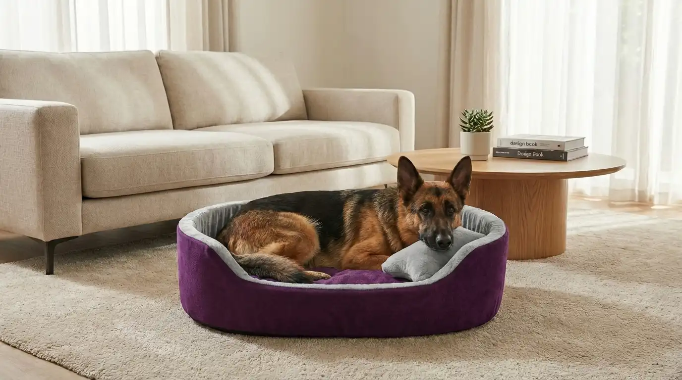 Purple Gray Dog Bed With Pillow dog bed, premium dog bed, orthopedic dog bed, soft dog bed, pet bed for dogs, comfortable dog bed, washable dog bed, dog bed with cushion, premium orthopedic dog bed for large dogs, soft and comfortable dog bed with cushion, durable dog bed with PU foam support, luxury pet bed for small and medium dogs, breathable dog bed for summer and winter, stylish modern dog bed for home, lightweight dog bed easy to carry, dog bed with bone shape pillow, buy dog bed online India, best dog bed for home use, affordable premium dog bed, high quality pet bed India, dog bed under budget, cozy dog bed, luxury pet comfort bed, soft plush dog bed, designer dog bed, pet sleeping bed, dog sofa bed, dog lounger bed, pet sofa bed, round dog bed, donut dog bed, calming dog bed, anti anxiety dog bed, raised edge dog bed, bolster dog bed, dog bed with side support, dog bed with high walls, puppy bed, small dog bed, medium dog bed, large dog bed, extra large dog bed, indoor dog bed, home pet bed, dog sleeping cushion, thick padded dog bed, fluffy dog bed, soft foam dog bed, PU foam dog bed, fiber filled dog bed, eco friendly dog bed, skin friendly dog bed, hypoallergenic dog bed, non toxic pet bed, durable pet bedding, long lasting dog bed, tear resistant dog bed, chew resistant dog bed, easy to clean dog bed, machine washable pet bed, removable cover dog bed, portable dog bed, travel dog bed, foldable dog bed, lightweight pet bed, luxury dog sofa, premium pet mattress, designer pet furniture, modern pet bed, aesthetic dog bed, comfortable pet mattress, pet relaxation bed, cozy pet nest, warm dog bed for winter, cool breathable dog bed for summer, all season dog bed, anti slip base dog bed, waterproof dog bed, indoor luxury pet bed, dog bed for crate, dog bed for living room, pet accessories dog bed, best selling dog bed, trending pet products, affordable pet bedding India, online pet supplies India
