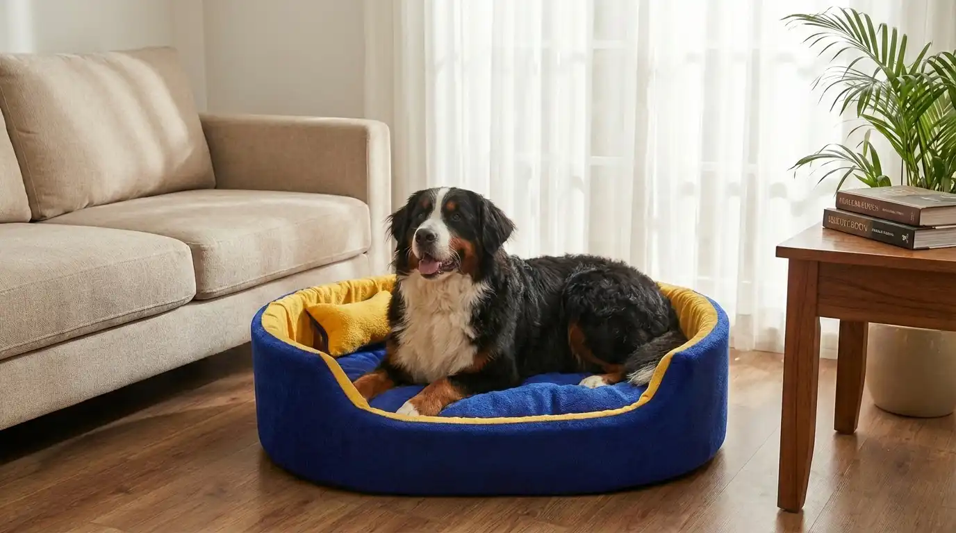 Blue Yellow Dog Bed With Pillow dog bed, premium dog bed, orthopedic dog bed, soft dog bed, pet bed for dogs, comfortable dog bed, washable dog bed, dog bed with cushion, premium orthopedic dog bed for large dogs, soft and comfortable dog bed with cushion, durable dog bed with PU foam support, luxury pet bed for small and medium dogs, breathable dog bed for summer and winter, stylish modern dog bed for home, lightweight dog bed easy to carry, dog bed with bone shape pillow, buy dog bed online India, best dog bed for home use, affordable premium dog bed, high quality pet bed India, dog bed under budget, cozy dog bed, luxury pet comfort bed, soft plush dog bed, designer dog bed, pet sleeping bed, dog sofa bed, dog lounger bed, pet sofa bed, round dog bed, donut dog bed, calming dog bed, anti anxiety dog bed, raised edge dog bed, bolster dog bed, dog bed with side support, dog bed with high walls, puppy bed, small dog bed, medium dog bed, large dog bed, extra large dog bed, indoor dog bed, home pet bed, dog sleeping cushion, thick padded dog bed, fluffy dog bed, soft foam dog bed, PU foam dog bed, fiber filled dog bed, eco friendly dog bed, skin friendly dog bed, hypoallergenic dog bed, non toxic pet bed, durable pet bedding, long lasting dog bed, tear resistant dog bed, chew resistant dog bed, easy to clean dog bed, machine washable pet bed, removable cover dog bed, portable dog bed, travel dog bed, foldable dog bed, lightweight pet bed, luxury dog sofa, premium pet mattress, designer pet furniture, modern pet bed, aesthetic dog bed, comfortable pet mattress, pet relaxation bed, cozy pet nest, warm dog bed for winter, cool breathable dog bed for summer, all season dog bed, anti slip base dog bed, waterproof dog bed, indoor luxury pet bed, dog bed for crate, dog bed for living room, pet accessories dog bed, best selling dog bed, trending pet products, affordable pet bedding India, online pet supplies India