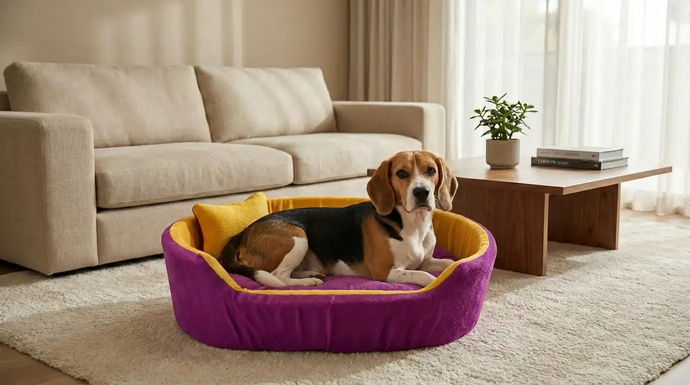 Purple Yellow Dog Bed With Pillow dog bed, premium dog bed, orthopedic dog bed, soft dog bed, pet bed for dogs, comfortable dog bed, washable dog bed, dog bed with cushion, premium orthopedic dog bed for large dogs, soft and comfortable dog bed with cushion, durable dog bed with PU foam support, luxury pet bed for small and medium dogs, breathable dog bed for summer and winter, stylish modern dog bed for home, lightweight dog bed easy to carry, dog bed with bone shape pillow, buy dog bed online India, best dog bed for home use, affordable premium dog bed, high quality pet bed India, dog bed under budget, cozy dog bed, luxury pet comfort bed, soft plush dog bed, designer dog bed, pet sleeping bed, dog sofa bed, dog lounger bed, pet sofa bed, round dog bed, donut dog bed, calming dog bed, anti anxiety dog bed, raised edge dog bed, bolster dog bed, dog bed with side support, dog bed with high walls, puppy bed, small dog bed, medium dog bed, large dog bed, extra large dog bed, indoor dog bed, home pet bed, dog sleeping cushion, thick padded dog bed, fluffy dog bed, soft foam dog bed, PU foam dog bed, fiber filled dog bed, eco friendly dog bed, skin friendly dog bed, hypoallergenic dog bed, non toxic pet bed, durable pet bedding, long lasting dog bed, tear resistant dog bed, chew resistant dog bed, easy to clean dog bed, machine washable pet bed, removable cover dog bed, portable dog bed, travel dog bed, foldable dog bed, lightweight pet bed, luxury dog sofa, premium pet mattress, designer pet furniture, modern pet bed, aesthetic dog bed, comfortable pet mattress, pet relaxation bed, cozy pet nest, warm dog bed for winter, cool breathable dog bed for summer, all season dog bed, anti slip base dog bed, waterproof dog bed, indoor luxury pet bed, dog bed for crate, dog bed for living room, pet accessories dog bed, best selling dog bed, trending pet products, affordable pet bedding India, online pet supplies India