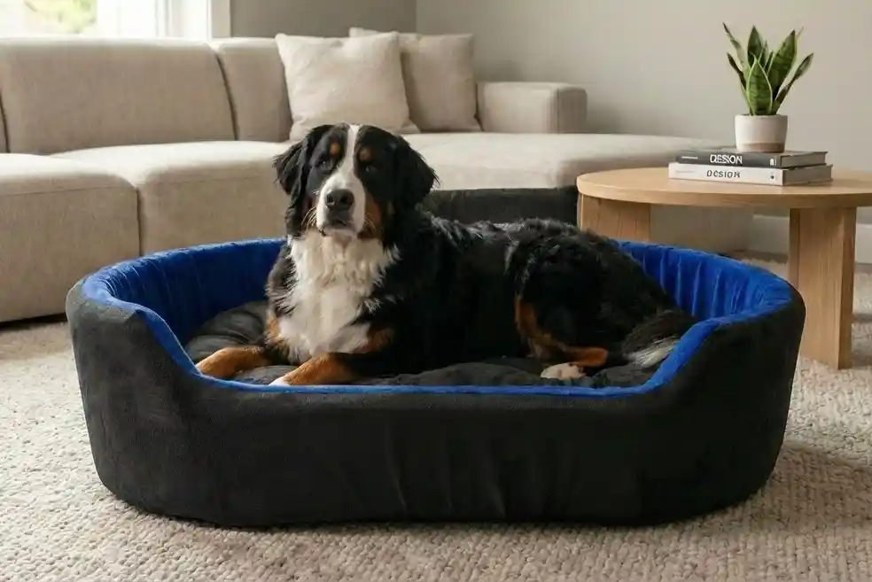 Black Blue Dog Bed With Collar Bolster Orthopedic Dog Bed, dog bed, premium dog bed, orthopedic dog bed, soft dog bed, pet bed for dogs, comfortable dog bed, washable dog bed, dog bed with cushion, premium orthopedic dog bed for large dogs, soft and comfortable dog bed with cushion, durable dog bed with PU foam support, luxury pet bed for small and medium dogs, breathable dog bed for summer and winter, stylish modern dog bed for home, lightweight dog bed easy to carry, dog bed with bone shape pillow, buy dog bed online India, best dog bed for home use, affordable premium dog bed, high quality pet bed India, dog bed under budget, cozy dog bed, luxury pet comfort bed, soft plush dog bed, designer dog bed, pet sleeping bed, dog sofa bed, dog lounger bed, pet sofa bed, round dog bed, donut dog bed, calming dog bed, anti anxiety dog bed, raised edge dog bed, bolster dog bed, dog bed with side support, dog bed with high walls, puppy bed, small dog bed, medium dog bed, large dog bed, extra large dog bed, indoor dog bed, home pet bed, dog sleeping cushion, thick padded dog bed, fluffy dog bed, soft foam dog bed, PU foam dog bed, fiber filled dog bed, eco friendly dog bed, skin friendly dog bed, hypoallergenic dog bed, non toxic pet bed, durable pet bedding, long lasting dog bed, tear resistant dog bed, chew resistant dog bed, easy to clean dog bed, machine washable pet bed, removable cover dog bed, portable dog bed, travel dog bed, foldable dog bed, lightweight pet bed, luxury dog sofa, premium pet mattress, designer pet furniture, modern pet bed, aesthetic dog bed, comfortable pet mattress, pet relaxation bed, cozy pet nest, warm dog bed for winter, cool breathable dog bed for summer, all season dog bed, anti slip base dog bed, waterproof dog bed, indoor luxury pet bed, dog bed for crate, dog bed for living room, pet accessories dog bed, best selling dog bed, trending pet products, affordable pet bedding India, online pet supplies India