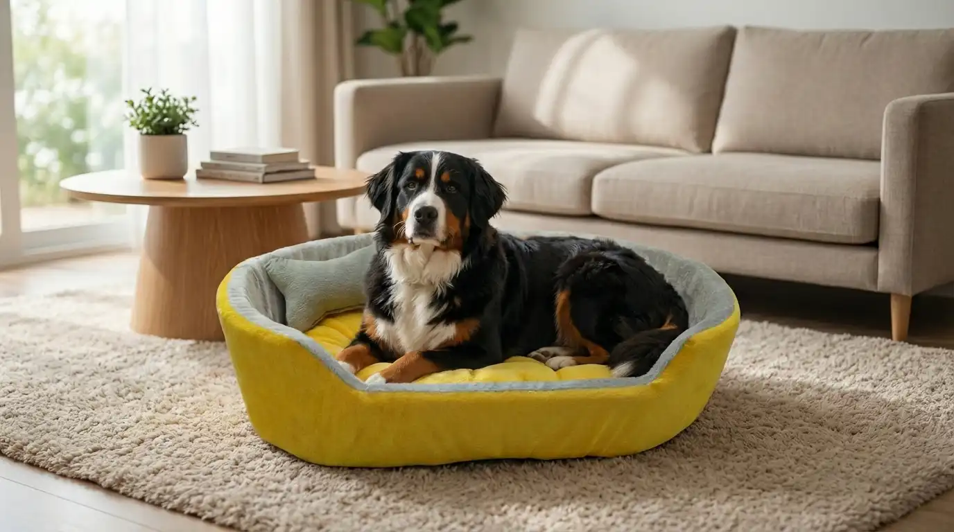 Yellow Gray Dog Bed With Pillow dog bed, premium dog bed, orthopedic dog bed, soft dog bed, pet bed for dogs, comfortable dog bed, washable dog bed, dog bed with cushion, premium orthopedic dog bed for large dogs, soft and comfortable dog bed with cushion, durable dog bed with PU foam support, luxury pet bed for small and medium dogs, breathable dog bed for summer and winter, stylish modern dog bed for home, lightweight dog bed easy to carry, dog bed with bone shape pillow, buy dog bed online India, best dog bed for home use, affordable premium dog bed, high quality pet bed India, dog bed under budget, cozy dog bed, luxury pet comfort bed, soft plush dog bed, designer dog bed, pet sleeping bed, dog sofa bed, dog lounger bed, pet sofa bed, round dog bed, donut dog bed, calming dog bed, anti anxiety dog bed, raised edge dog bed, bolster dog bed, dog bed with side support, dog bed with high walls, puppy bed, small dog bed, medium dog bed, large dog bed, extra large dog bed, indoor dog bed, home pet bed, dog sleeping cushion, thick padded dog bed, fluffy dog bed, soft foam dog bed, PU foam dog bed, fiber filled dog bed, eco friendly dog bed, skin friendly dog bed, hypoallergenic dog bed, non toxic pet bed, durable pet bedding, long lasting dog bed, tear resistant dog bed, chew resistant dog bed, easy to clean dog bed, machine washable pet bed, removable cover dog bed, portable dog bed, travel dog bed, foldable dog bed, lightweight pet bed, luxury dog sofa, premium pet mattress, designer pet furniture, modern pet bed, aesthetic dog bed, comfortable pet mattress, pet relaxation bed, cozy pet nest, warm dog bed for winter, cool breathable dog bed for summer, all season dog bed, anti slip base dog bed, waterproof dog bed, indoor luxury pet bed, dog bed for crate, dog bed for living room, pet accessories dog bed, best selling dog bed, trending pet products, affordable pet bedding India, online pet supplies India