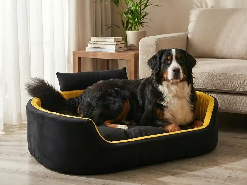 Black Yellow Dog Bed With Collar Bolster Orthopedic Dog Bed, dog bed, premium dog bed, orthopedic dog bed, soft dog bed, pet bed for dogs, comfortable dog bed, washable dog bed, dog bed with cushion, premium orthopedic dog bed for large dogs, soft and comfortable dog bed with cushion, durable dog bed with PU foam support, luxury pet bed for small and medium dogs, breathable dog bed for summer and winter, stylish modern dog bed for home, lightweight dog bed easy to carry, dog bed with bone shape pillow, buy dog bed online India, best dog bed for home use, affordable premium dog bed, high quality pet bed India, dog bed under budget, cozy dog bed, luxury pet comfort bed, soft plush dog bed, designer dog bed, pet sleeping bed, dog sofa bed, dog lounger bed, pet sofa bed, round dog bed, donut dog bed, calming dog bed, anti anxiety dog bed, raised edge dog bed, bolster dog bed, dog bed with side support, dog bed with high walls, puppy bed, small dog bed, medium dog bed, large dog bed, extra large dog bed, indoor dog bed, home pet bed, dog sleeping cushion, thick padded dog bed, fluffy dog bed, soft foam dog bed, PU foam dog bed, fiber filled dog bed, eco friendly dog bed, skin friendly dog bed, hypoallergenic dog bed, non toxic pet bed, durable pet bedding, long lasting dog bed, tear resistant dog bed, chew resistant dog bed, easy to clean dog bed, machine washable pet bed, removable cover dog bed, portable dog bed, travel dog bed, foldable dog bed, lightweight pet bed, luxury dog sofa, premium pet mattress, designer pet furniture, modern pet bed, aesthetic dog bed, comfortable pet mattress, pet relaxation bed, cozy pet nest, warm dog bed for winter, cool breathable dog bed for summer, all season dog bed, anti slip base dog bed, waterproof dog bed, indoor luxury pet bed, dog bed for crate, dog bed for living room, pet accessories dog bed, best selling dog bed, trending pet products, affordable pet bedding India, online pet supplies India