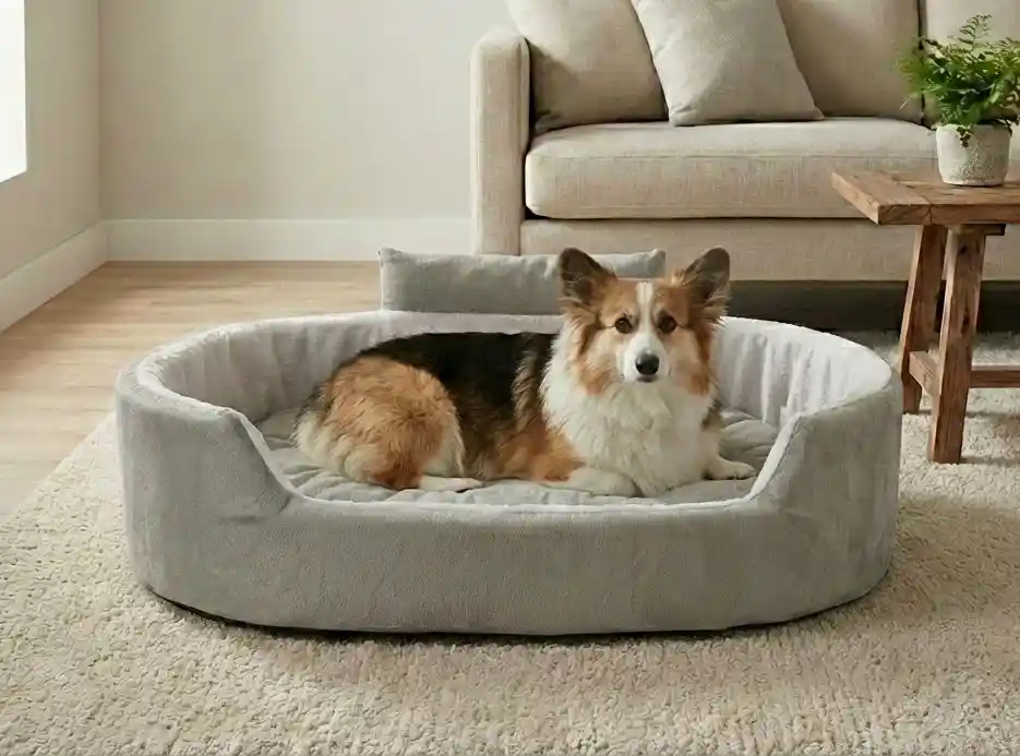 Gray White Dog Bed With Collar Bolster Orthopedic Dog Bed, dog bed, premium dog bed, orthopedic dog bed, soft dog bed, pet bed for dogs, comfortable dog bed, washable dog bed, dog bed with cushion, premium orthopedic dog bed for large dogs, soft and comfortable dog bed with cushion, durable dog bed with PU foam support, luxury pet bed for small and medium dogs, breathable dog bed for summer and winter, stylish modern dog bed for home, lightweight dog bed easy to carry, dog bed with bone shape pillow, buy dog bed online India, best dog bed for home use, affordable premium dog bed, high quality pet bed India, dog bed under budget, cozy dog bed, luxury pet comfort bed, soft plush dog bed, designer dog bed, pet sleeping bed, dog sofa bed, dog lounger bed, pet sofa bed, round dog bed, donut dog bed, calming dog bed, anti anxiety dog bed, raised edge dog bed, bolster dog bed, dog bed with side support, dog bed with high walls, puppy bed, small dog bed, medium dog bed, large dog bed, extra large dog bed, indoor dog bed, home pet bed, dog sleeping cushion, thick padded dog bed, fluffy dog bed, soft foam dog bed, PU foam dog bed, fiber filled dog bed, eco friendly dog bed, skin friendly dog bed, hypoallergenic dog bed, non toxic pet bed, durable pet bedding, long lasting dog bed, tear resistant dog bed, chew resistant dog bed, easy to clean dog bed, machine washable pet bed, removable cover dog bed, portable dog bed, travel dog bed, foldable dog bed, lightweight pet bed, luxury dog sofa, premium pet mattress, designer pet furniture, modern pet bed, aesthetic dog bed, comfortable pet mattress, pet relaxation bed, cozy pet nest, warm dog bed for winter, cool breathable dog bed for summer, all season dog bed, anti slip base dog bed, waterproof dog bed, indoor luxury pet bed, dog bed for crate, dog bed for living room, pet accessories dog bed, best selling dog bed, trending pet products, affordable pet bedding India, online pet supplies India