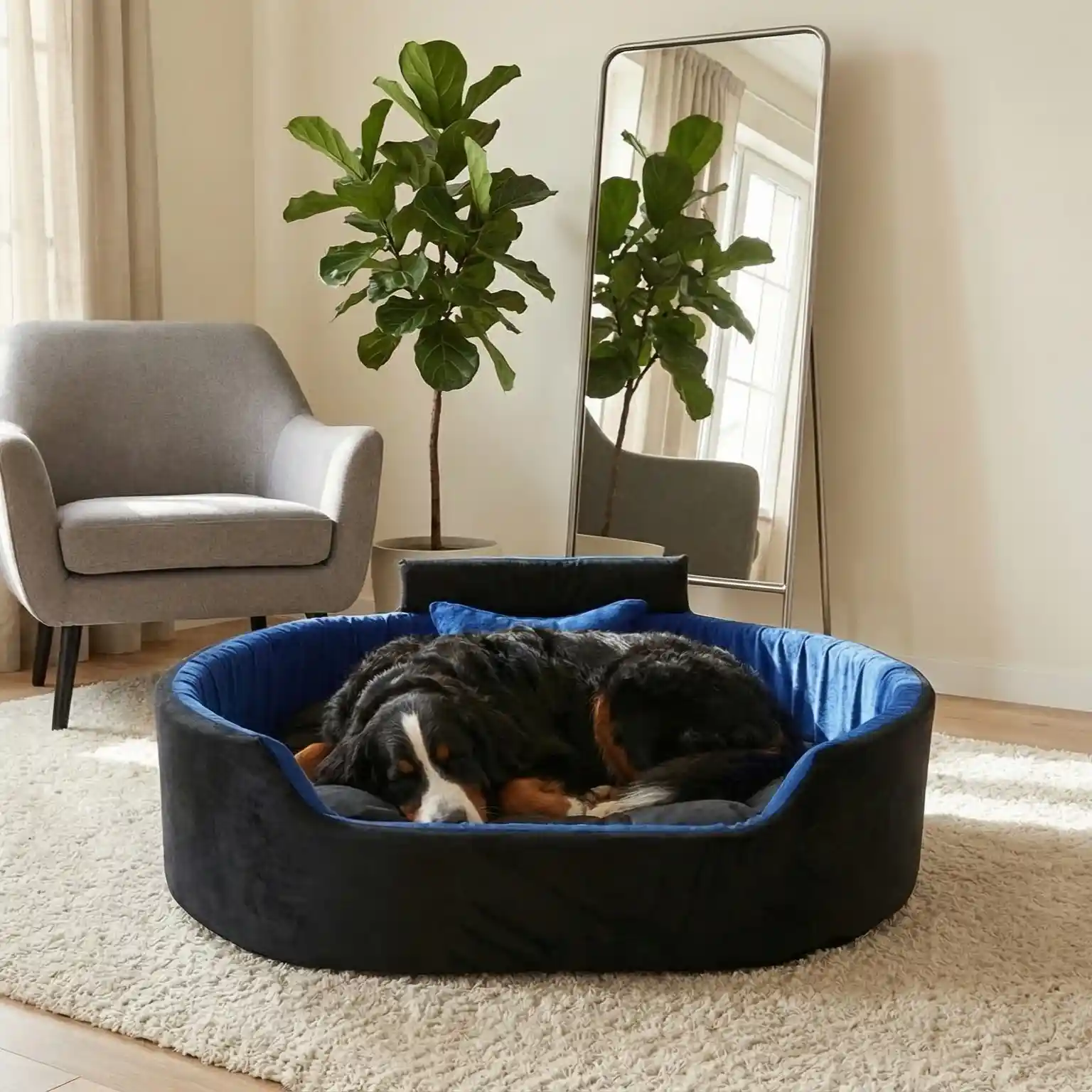 Black Blue Dog Bed With Collar & Pillow Bolster Orthopedic Dog Bed, dog bed, premium dog bed, orthopedic dog bed, soft dog bed, pet bed for dogs, comfortable dog bed, washable dog bed, dog bed with cushion, premium orthopedic dog bed for large dogs, soft and comfortable dog bed with cushion, durable dog bed with PU foam support, luxury pet bed for small and medium dogs, breathable dog bed for summer and winter, stylish modern dog bed for home, lightweight dog bed easy to carry, dog bed with bone shape pillow, buy dog bed online India, best dog bed for home use, affordable premium dog bed, high quality pet bed India, dog bed under budget, cozy dog bed, luxury pet comfort bed, soft plush dog bed, designer dog bed, pet sleeping bed, dog sofa bed, dog lounger bed, pet sofa bed, round dog bed, donut dog bed, calming dog bed, anti anxiety dog bed, raised edge dog bed, bolster dog bed, dog bed with side support, dog bed with high walls, puppy bed, small dog bed, medium dog bed, large dog bed, extra large dog bed, indoor dog bed, home pet bed, dog sleeping cushion, thick padded dog bed, fluffy dog bed, soft foam dog bed, PU foam dog bed, fiber filled dog bed, eco friendly dog bed, skin friendly dog bed, hypoallergenic dog bed, non toxic pet bed, durable pet bedding, long lasting dog bed, tear resistant dog bed, chew resistant dog bed, easy to clean dog bed, machine washable pet bed, removable cover dog bed, portable dog bed, travel dog bed, foldable dog bed, lightweight pet bed, luxury dog sofa, premium pet mattress, designer pet furniture, modern pet bed, aesthetic dog bed, comfortable pet mattress, pet relaxation bed, cozy pet nest, warm dog bed for winter, cool breathable dog bed for summer, all season dog bed, anti slip base dog bed, waterproof dog bed, indoor luxury pet bed, dog bed for crate, dog bed for living room, pet accessories dog bed, best selling dog bed, trending pet products, affordable pet bedding India, online pet supplies India