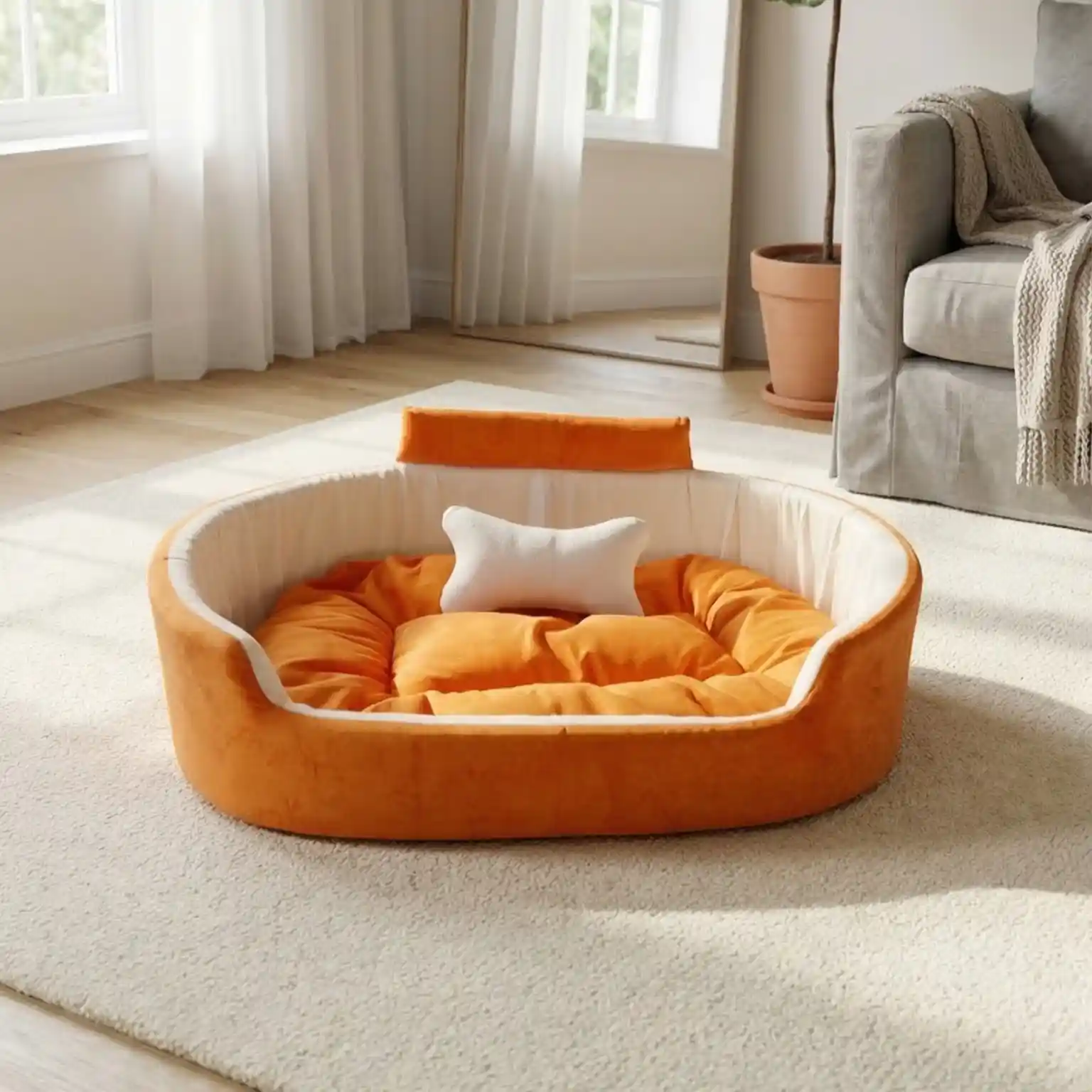 Orange White Dog Bed With Collar & Pillow Bolster Orthopedic Dog Bed, dog bed, premium dog bed, orthopedic dog bed, soft dog bed, pet bed for dogs, comfortable dog bed, washable dog bed, dog bed with cushion, premium orthopedic dog bed for large dogs, soft and comfortable dog bed with cushion, durable dog bed with PU foam support, luxury pet bed for small and medium dogs, breathable dog bed for summer and winter, stylish modern dog bed for home, lightweight dog bed easy to carry, dog bed with bone shape pillow, buy dog bed online India, best dog bed for home use, affordable premium dog bed, high quality pet bed India, dog bed under budget, cozy dog bed, luxury pet comfort bed, soft plush dog bed, designer dog bed, pet sleeping bed, dog sofa bed, dog lounger bed, pet sofa bed, round dog bed, donut dog bed, calming dog bed, anti anxiety dog bed, raised edge dog bed, bolster dog bed, dog bed with side support, dog bed with high walls, puppy bed, small dog bed, medium dog bed, large dog bed, extra large dog bed, indoor dog bed, home pet bed, dog sleeping cushion, thick padded dog bed, fluffy dog bed, soft foam dog bed, PU foam dog bed, fiber filled dog bed, eco friendly dog bed, skin friendly dog bed, hypoallergenic dog bed, non toxic pet bed, durable pet bedding, long lasting dog bed, tear resistant dog bed, chew resistant dog bed, easy to clean dog bed, machine washable pet bed, removable cover dog bed, portable dog bed, travel dog bed, foldable dog bed, lightweight pet bed, luxury dog sofa, premium pet mattress, designer pet furniture, modern pet bed, aesthetic dog bed, comfortable pet mattress, pet relaxation bed, cozy pet nest, warm dog bed for winter, cool breathable dog bed for summer, all season dog bed, anti slip base dog bed, waterproof dog bed, indoor luxury pet bed, dog bed for crate, dog bed for living room, pet accessories dog bed, best selling dog bed, trending pet products, affordable pet bedding India, online pet supplies India