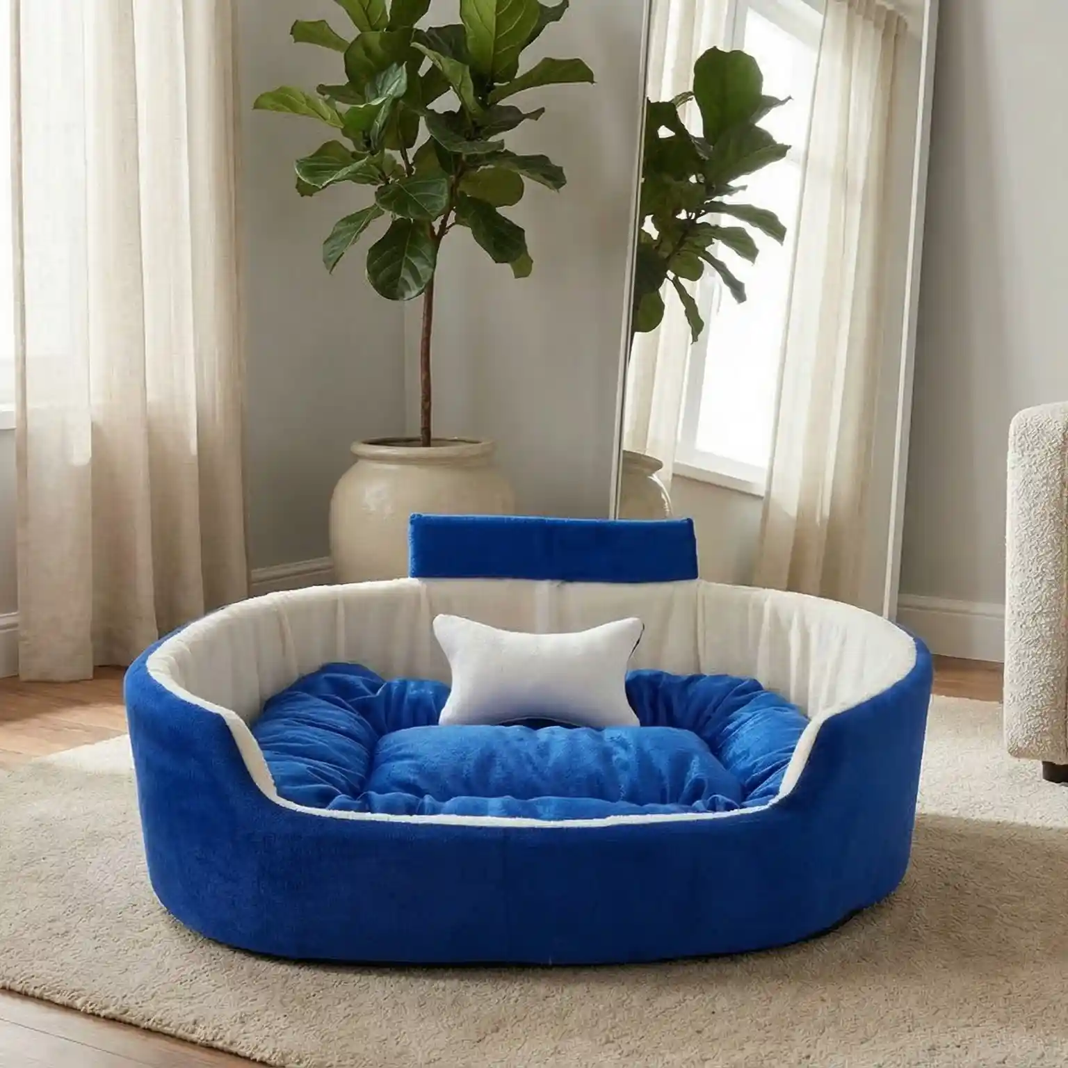 Blue White Dog Bed With Collar & Pillow Bolster Orthopedic Dog Bed, dog bed, premium dog bed, orthopedic dog bed, soft dog bed, pet bed for dogs, comfortable dog bed, washable dog bed, dog bed with cushion, premium orthopedic dog bed for large dogs, soft and comfortable dog bed with cushion, durable dog bed with PU foam support, luxury pet bed for small and medium dogs, breathable dog bed for summer and winter, stylish modern dog bed for home, lightweight dog bed easy to carry, dog bed with bone shape pillow, buy dog bed online India, best dog bed for home use, affordable premium dog bed, high quality pet bed India, dog bed under budget, cozy dog bed, luxury pet comfort bed, soft plush dog bed, designer dog bed, pet sleeping bed, dog sofa bed, dog lounger bed, pet sofa bed, round dog bed, donut dog bed, calming dog bed, anti anxiety dog bed, raised edge dog bed, bolster dog bed, dog bed with side support, dog bed with high walls, puppy bed, small dog bed, medium dog bed, large dog bed, extra large dog bed, indoor dog bed, home pet bed, dog sleeping cushion, thick padded dog bed, fluffy dog bed, soft foam dog bed, PU foam dog bed, fiber filled dog bed, eco friendly dog bed, skin friendly dog bed, hypoallergenic dog bed, non toxic pet bed, durable pet bedding, long lasting dog bed, tear resistant dog bed, chew resistant dog bed, easy to clean dog bed, machine washable pet bed, removable cover dog bed, portable dog bed, travel dog bed, foldable dog bed, lightweight pet bed, luxury dog sofa, premium pet mattress, designer pet furniture, modern pet bed, aesthetic dog bed, comfortable pet mattress, pet relaxation bed, cozy pet nest, warm dog bed for winter, cool breathable dog bed for summer, all season dog bed, anti slip base dog bed, waterproof dog bed, indoor luxury pet bed, dog bed for crate, dog bed for living room, pet accessories dog bed, best selling dog bed, trending pet products, affordable pet bedding India, online pet supplies India